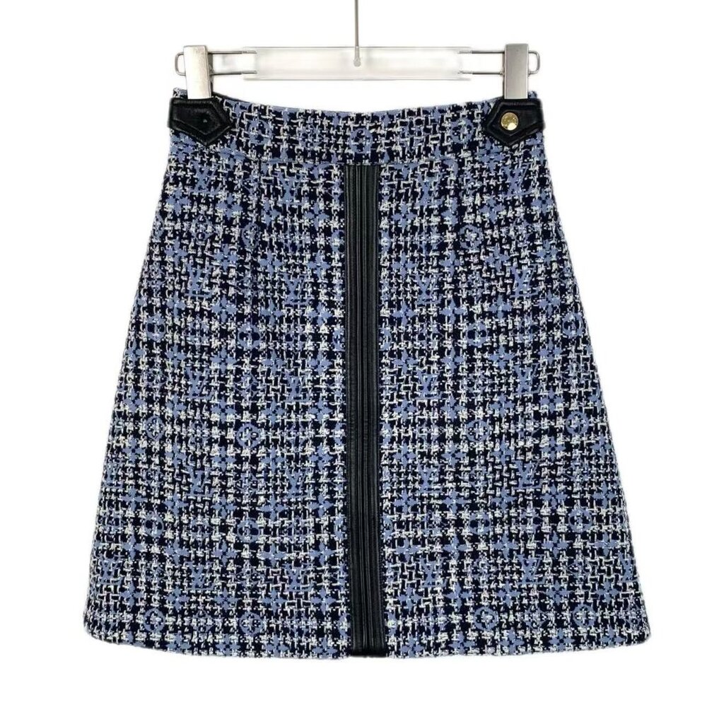 S-grade H14383 Louis Vuitton blue logo jacquard all-over printed wool woven casu